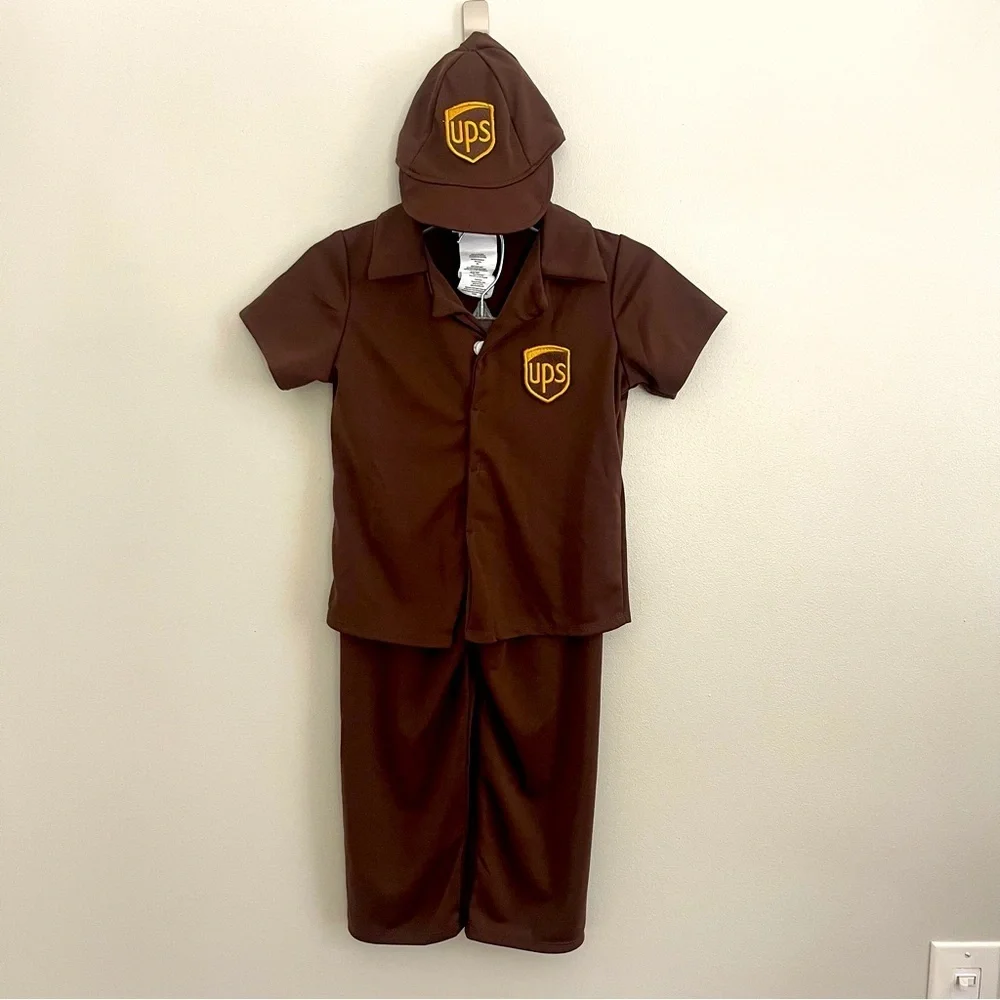 UPS Delivery Driver Costume 3-piece Set for Kids' Size Small 2-3